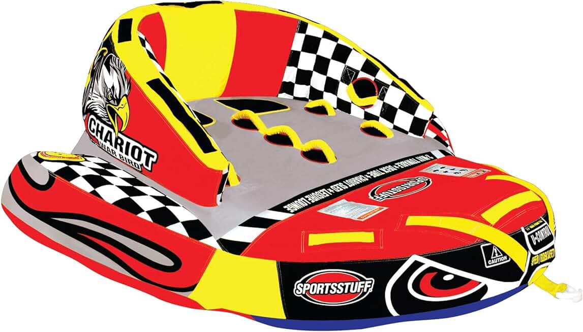 Sportsstuff Chariot Warbird 2, 1-2 Rider Towable Tube for Boating with Dual Tow Points