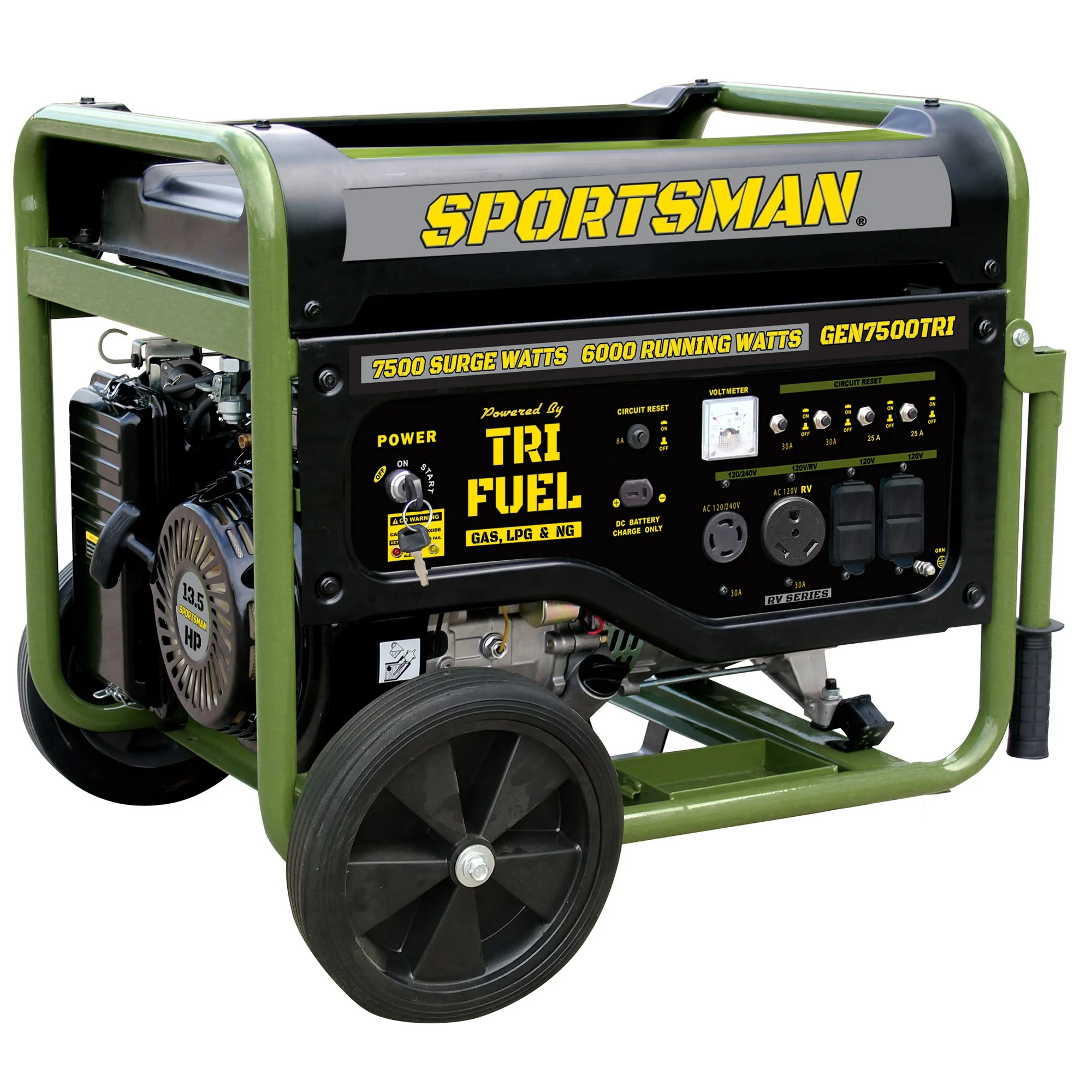 Sportsman 7500 Watt Portable Tri-Fuel Generator with CO Warning and Shut-off
