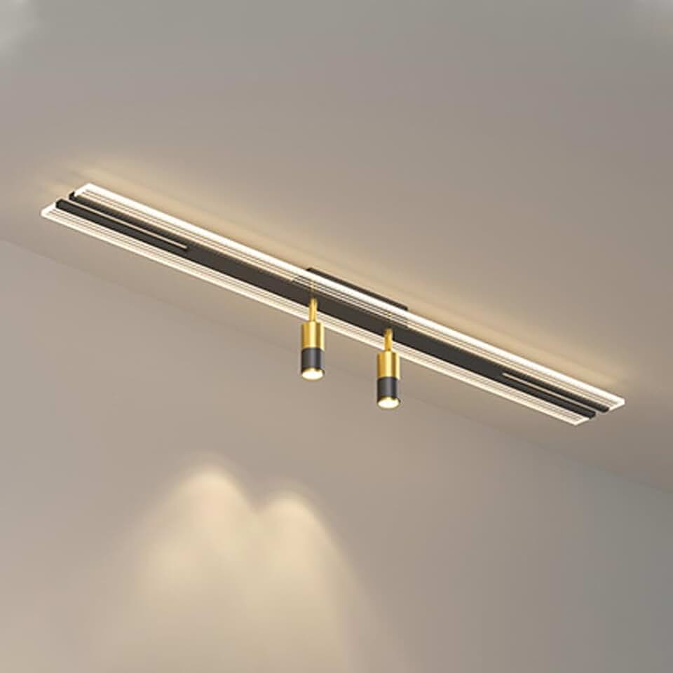 Led Linear Ceiling Light with Spotlight Minimalist Aluminum Chandelier Lighting Fixture, Modern Close-to-Ceiling Lamp Long Strip Chandeliers for Living Room Corridor Bedroom/K/100Cm