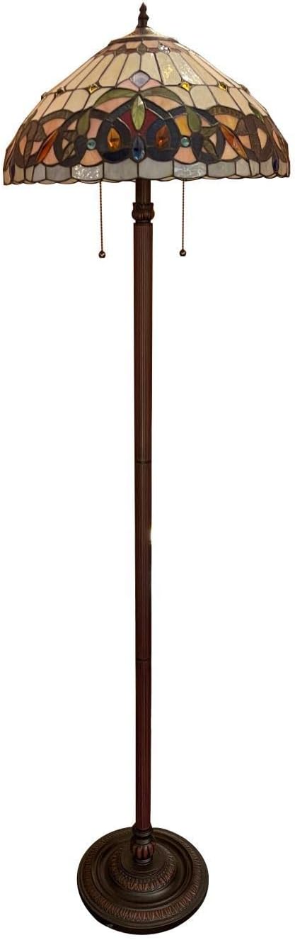 Chloe Lighting Serenity Victorian Tiffany-Style Dark Bronze 2 Light Floor Lamp 18'' Wide, Multicolor