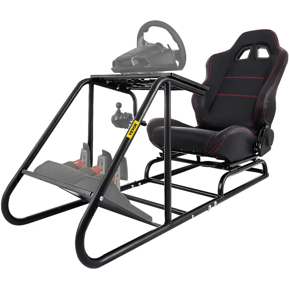 VEVOR Racing Simulator Cockpit with Seat Racing Steering Wheel Stand, Racing Simulator Seat with Gear Shifter Mount Fit for Logitech G25G27G29G920