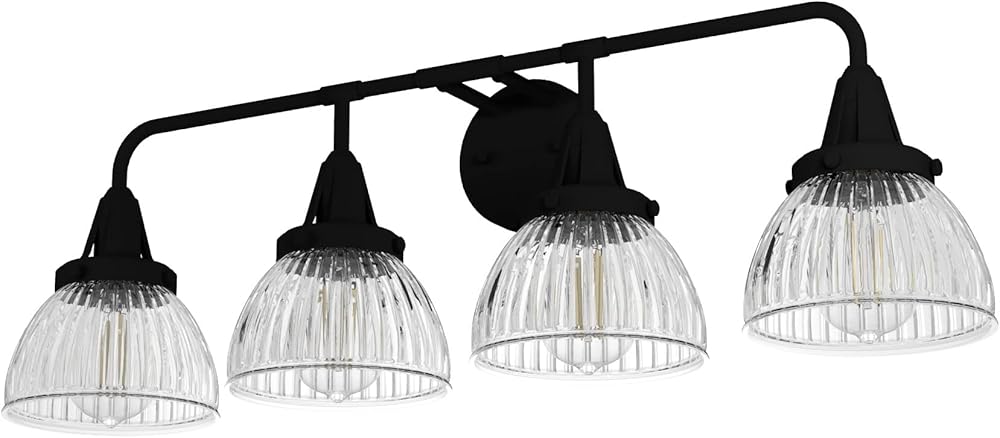 Hunter - Cypress Grove 4-light Natural Black Iron, Medium Size Vanity Light, Dimmable, Transitional Style, for Bedrooms, Kitchens, Foyers, Bathrooms - 19259
