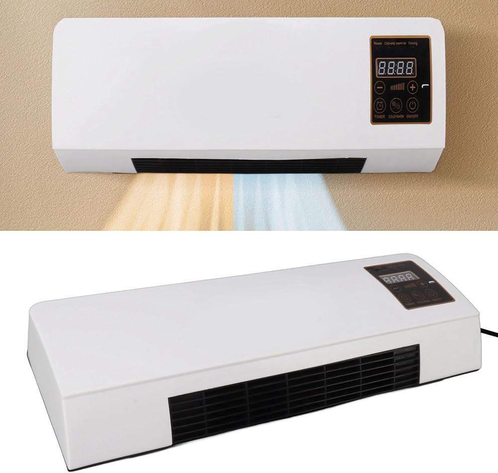 ZJchao Dual Use Wall Mounted Heating Machine, Small Air Conditioner Highly Efficient Blows Nature and Hot Air Fan Wide Angles Mobile Mini Air Conditioning Hot Fan for Bedroom Living Room Office