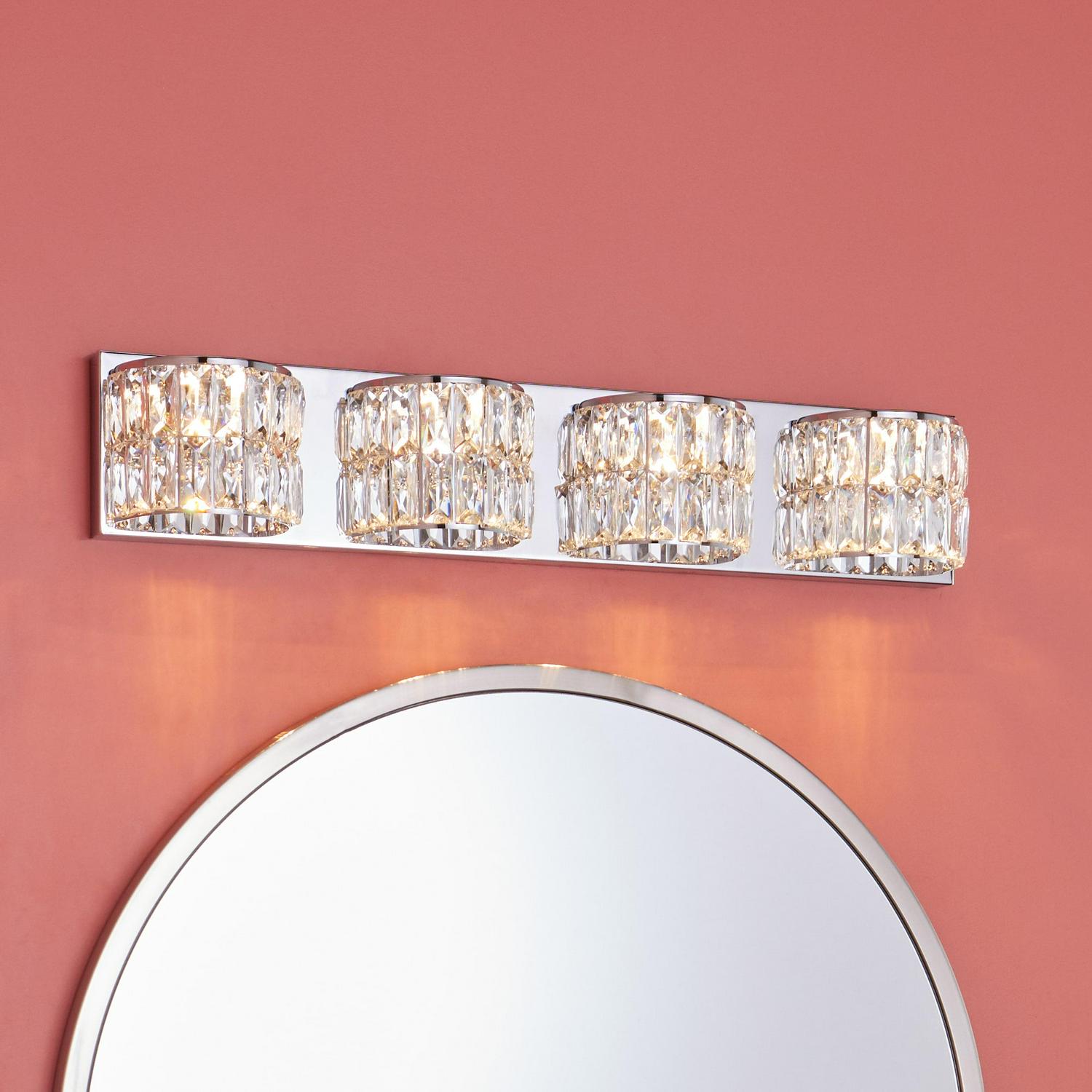 allen + roth Willow 27.17-in 4-Light Chrome LED Modern/Contemporary Vanity Light Bar