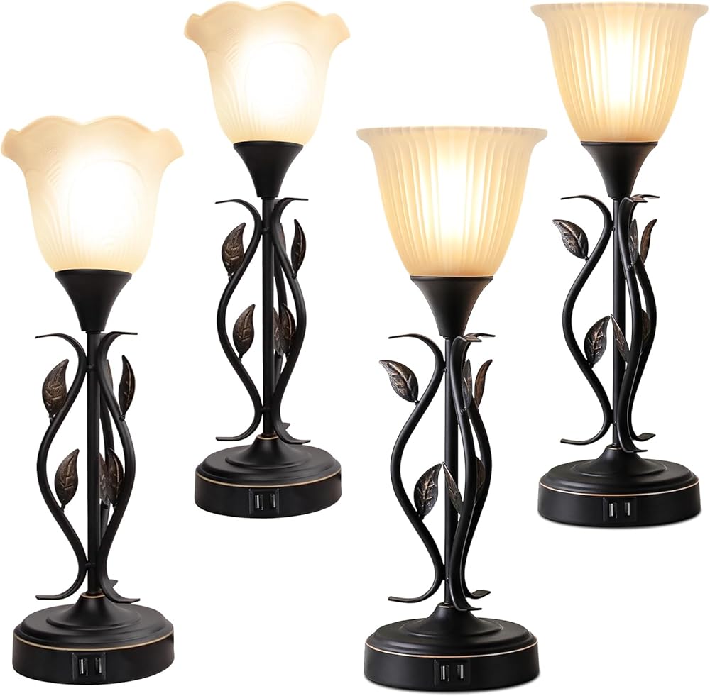 Bedside Lamp with USB Port, Table Lamp for Bedroom, Living Room Set of 4, 3 Way Dimmable Touch Lamp for Nightstand, End Table, Side Table.