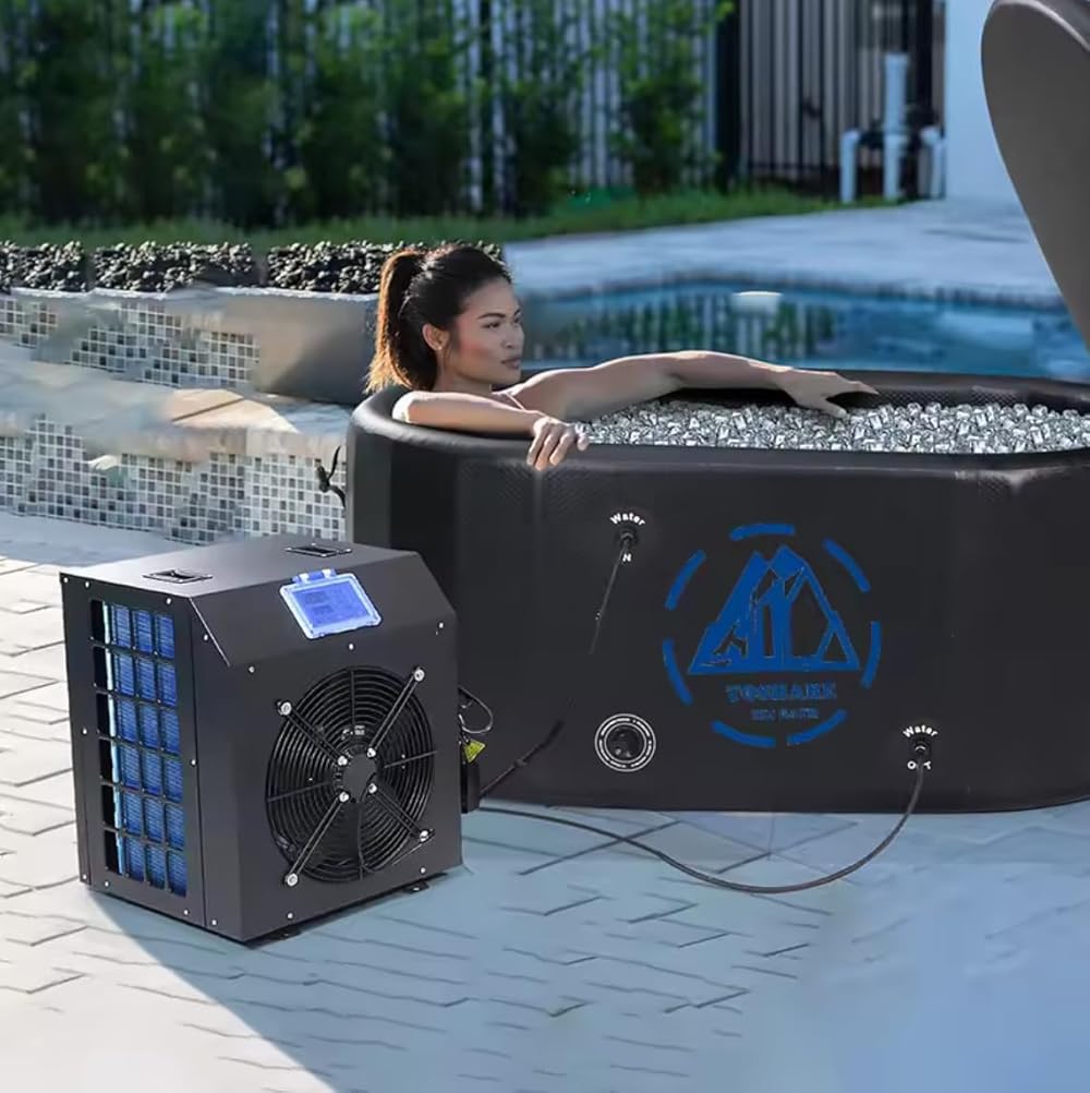 Outdoor Portable 1/2HP HOT & COLD Ice Bath Cold Plunge Hot Tub W/Chiller Heater, Black, I756434