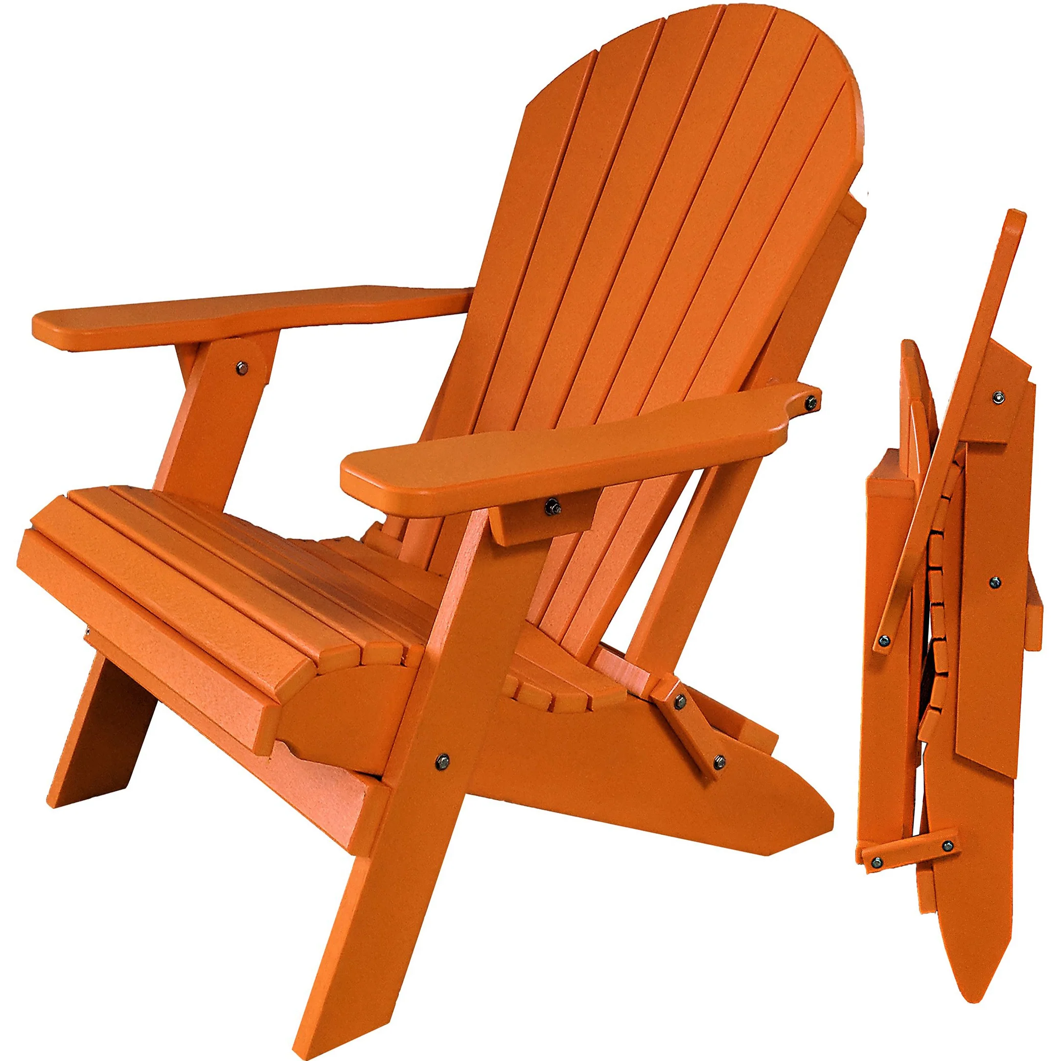 DuraWeather Poly King Size Folding Adirondack Chair - (Mango Orange)