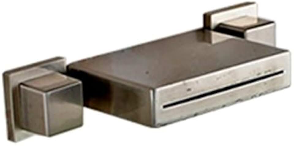 Fontana Square Dual Handle Brushed Nickle Finish Wall Mount Waterfall Brass Vessel Bathtub Faucet