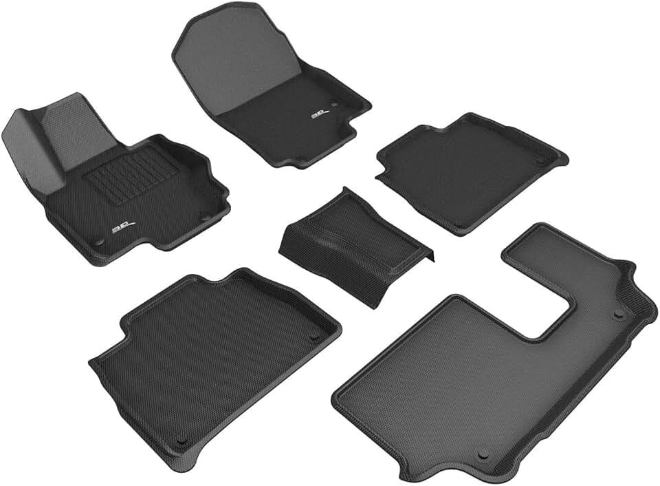 3D MAXpider All-Weather Floor Mats for Mercedes-Benz GLE-Class 7-Seater 2019-2022 Custom Fit Car Floor Liners, Kagu Series (1st & 2nd Row, Black)