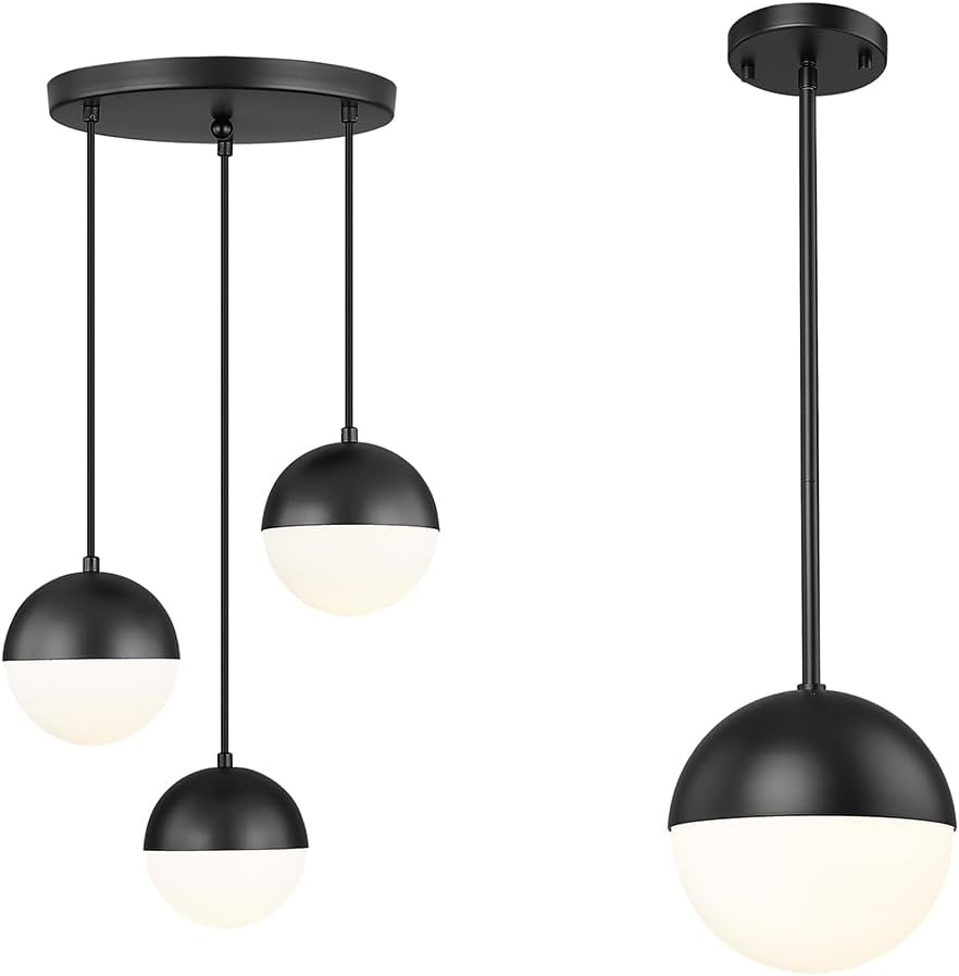 LMS Pendant Light Sets, Set of 2 Matching Bundle, Modern Industrial Pendant Lighting Fixture, LMS-186BK3, LMS-186