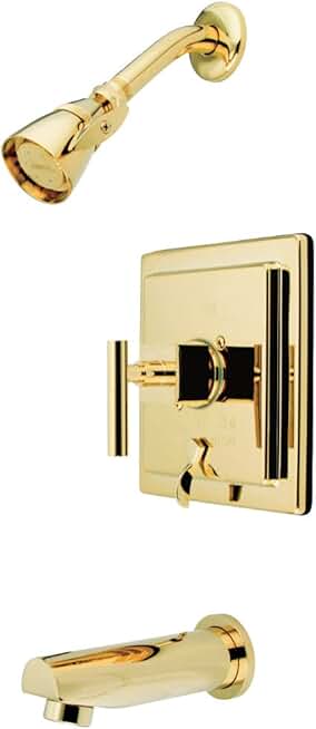 Kingston Brass KB86520CQL Claremont Tub and Shower Faucet, 6-Inch Spout Reach, Polished Brass