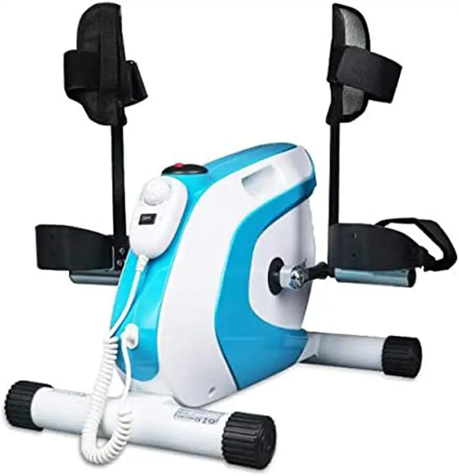 Motorised Pedal Exerciser Mini Exercise Bike Arm and Leg Trainer LCD Display, Ideal Training Device for Seniors and Athletes (Blue)