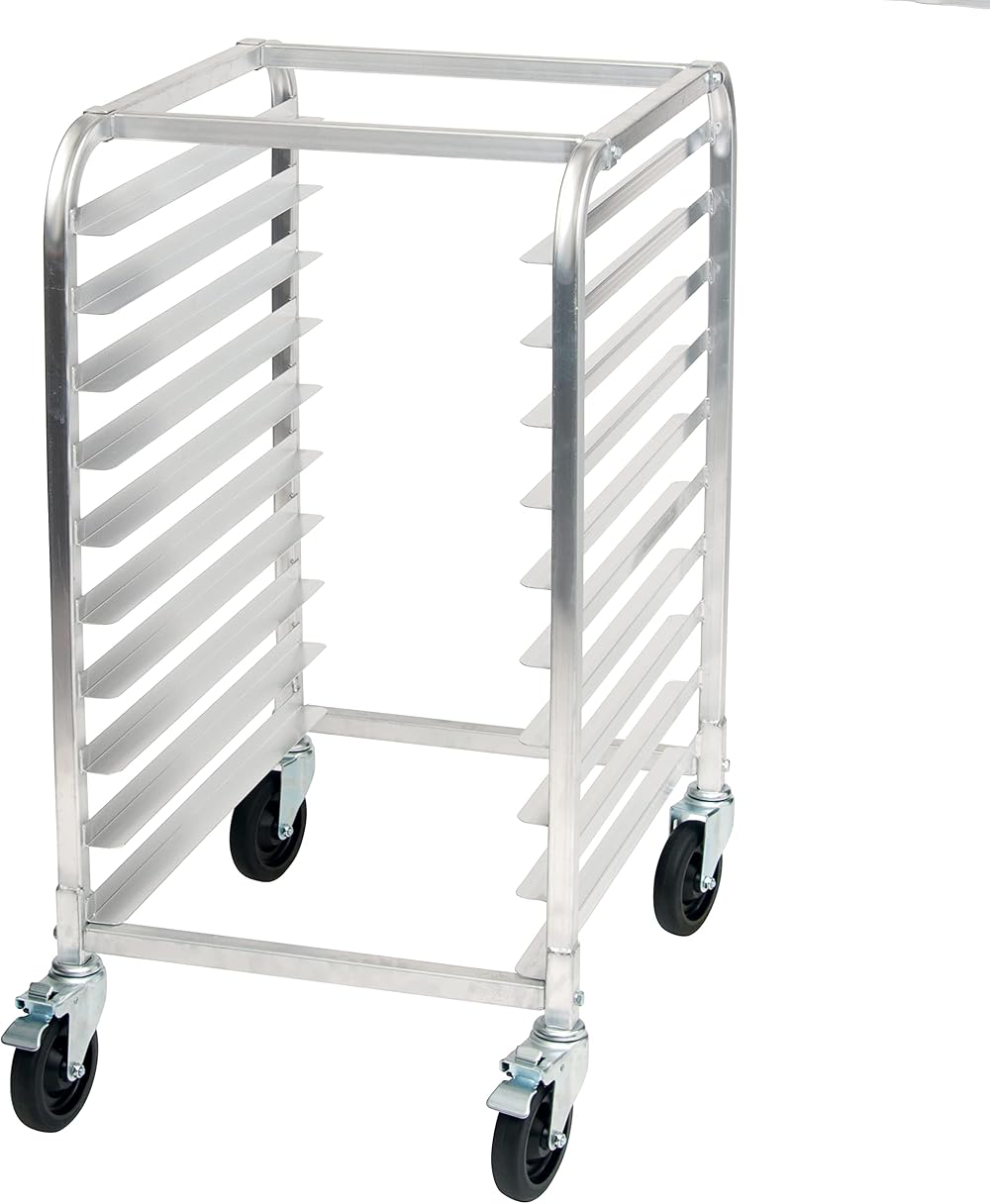 Winco 10-Tier Aluminum Sheet Pan Rack with Brake