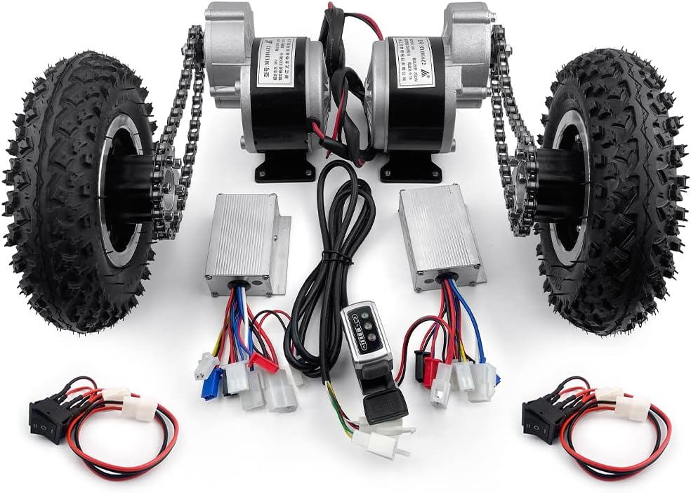 L-faster Dual Drive Electric Cart Conversion Kit Easy Carry 200kg 8 Inch Wheel Set for DIY Electrical Pull Barrow Trolley Capacity 400lbs with Reverse（24V 250W Max 6kph）