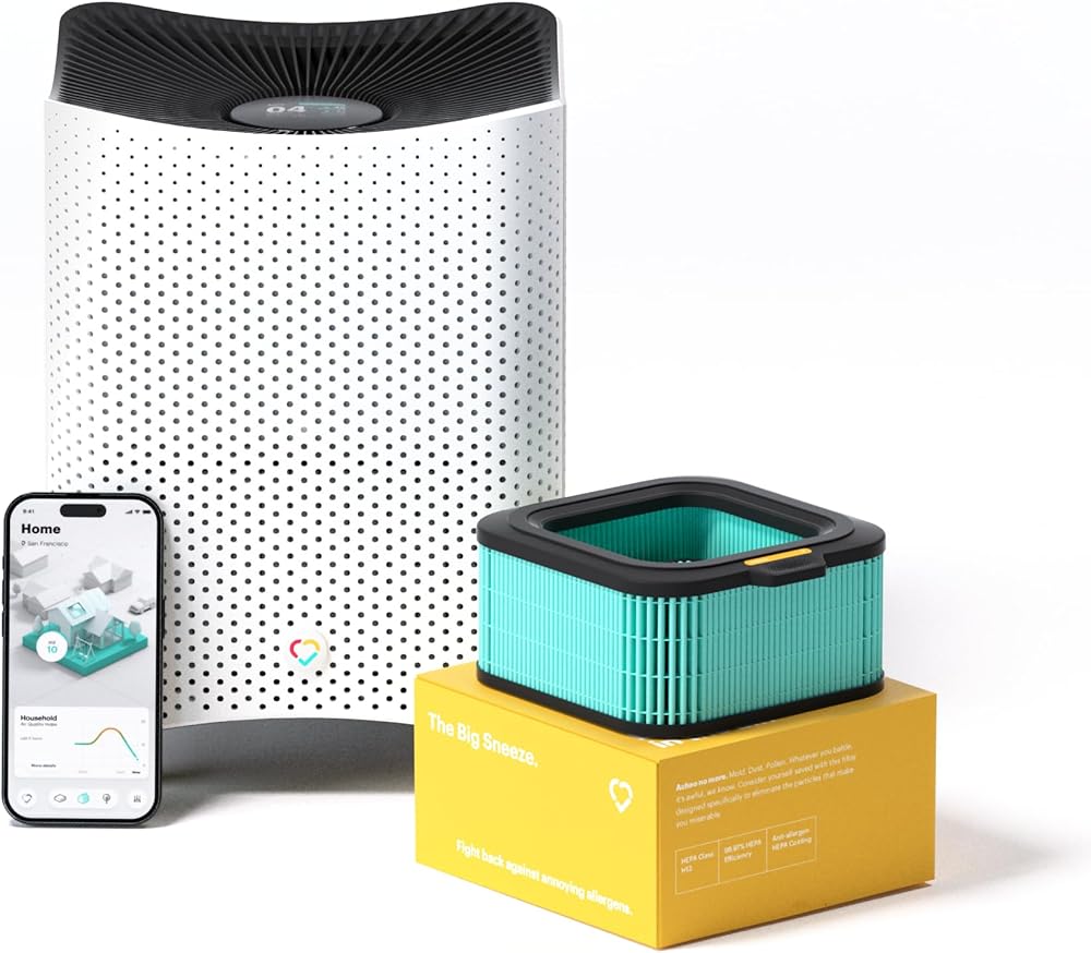 Mila Smart Home Air Purifier with Big Sneeze H13 HEPA Replacement Filter for Allergies, Removes Dust, Pollen, Dander, Ideal for Large Room or Bedroom, Quiet-Mode