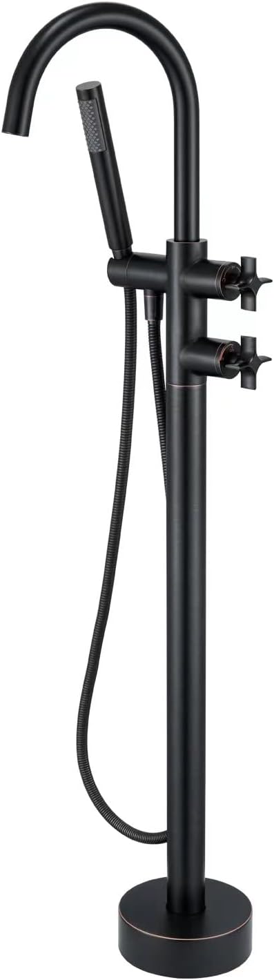 Freestanding Bathtub Faucet Tub Filler Oil Rubbed Bronze Floor Mount Brass Bathtub Faucets with Hand Shower
