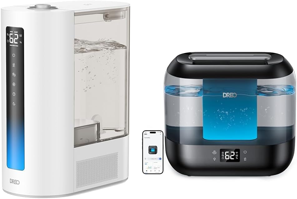 Dreo 6L Humidifiers for Bedroom and Large Room, Cool & Warm Mist Humidifier & 4L Smart Humidifiers for Bedroom, Quiet Supersized Cool Mist Ultrasonic Humidifier