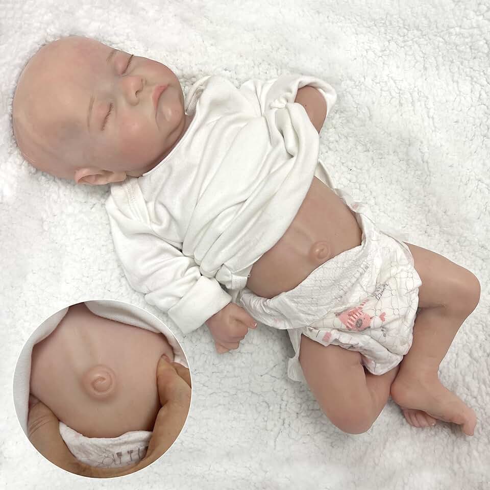 OtardDolls Lifelike Reborn Baby Doll - 18 Inch Silicone Realistic Newborn Baby Doll Soft Body Realistic Lifelike Boy Doll with Cloth Gift Set for Kids (Close Eyes)