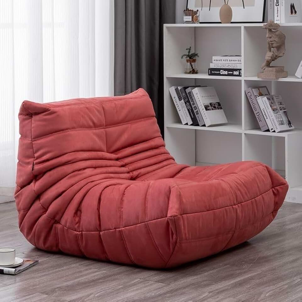 Caterpillar lazy sofa. Whether You want to take a break on a sunny afternoon or stay at home to watch TV on a cold winter day, it can provide You with a comfortable experience. (Rose red suede,sofa)