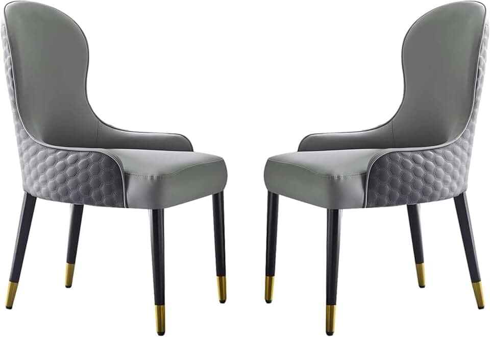 Dining Chairs Multipurpose Kitchen Chairs Leather Meal Chairs Set of 2 Modern Design Side Chair Soft Padded Seat Beech with Wooden Legs Vanity Chair Ergonomic Back Leisure Chair/D/One Size