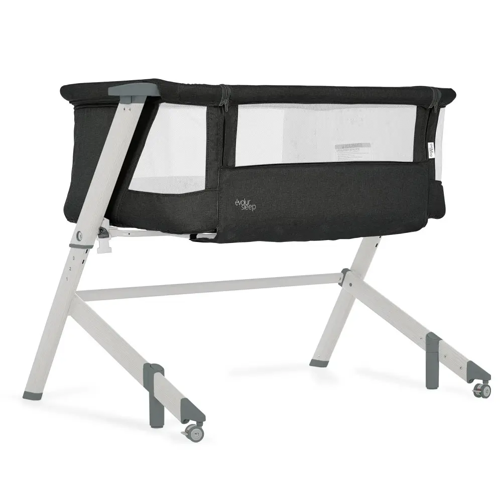 Evolur Stellar Bassinet and Bedside Sleeper in Black, Easy to Fold, Lightweight and Portable