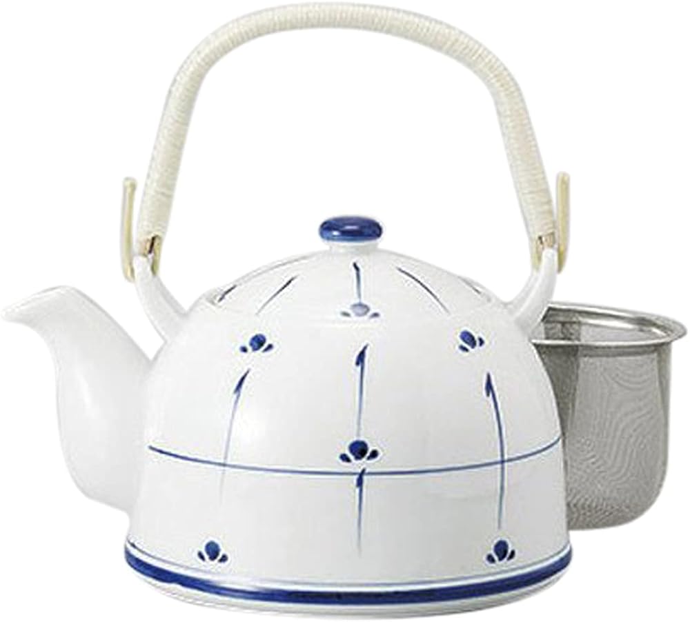 Set of 10 Earthenware Jars with Sprout Jars No. 8 Tea Strainer, 6.0 x 7.7 x 4.8 inches (15.3 x 19.4 x 12.3 cm), 1,100 cc, Restaurant, Commercial Use, Tableware