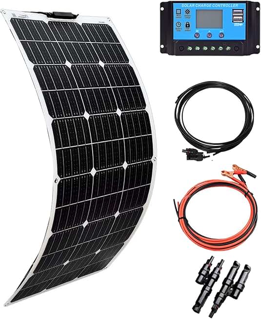 12v Flexible Solar Panel Mono Module Kit(80w/160w/240w/320w), 40a Solar Controller, 12v Battery Power Charging, For Boat, Car, Caravan,80W