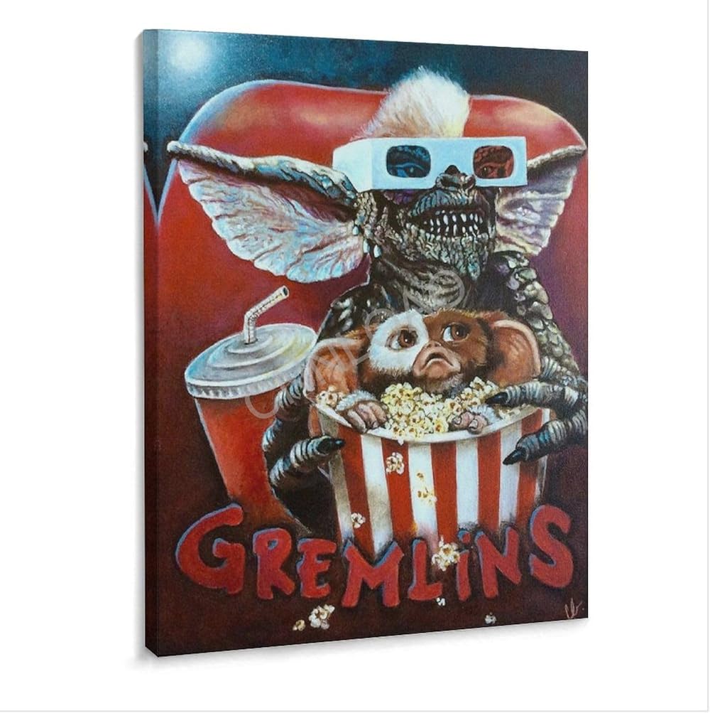 CNNLOAO Batch_Artyong Gremlins Horror Retro Tin Sign Man Cave Sign Poster Home Living Room Bedroom Decoration Gift Printing Art Poster Frame-style 24x32inch(60x80cm)