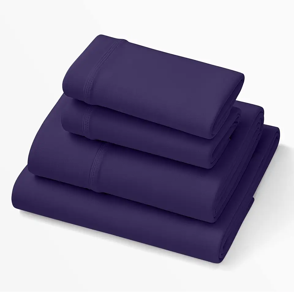 Purple SoftStretch Sheets, King/Cal King, Moisture-Wicking, Deep Purple, California King