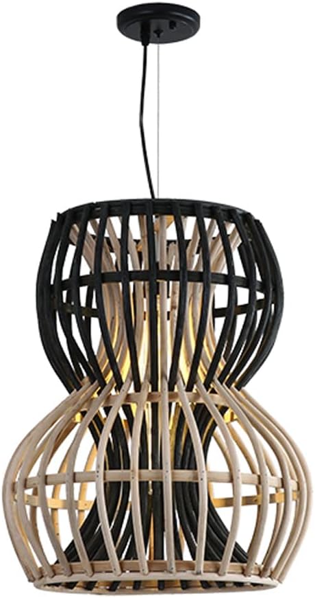 Rattan Pendant Light Two-Color Cross Bamboo Woven Light Fixture Creative Bamboo Weaving Art Single Head Hanging Lamp for Balcony Living Room Kitchen Island Decorative Lighting