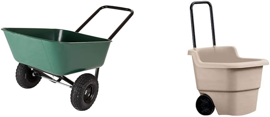 70019 Dual-Wheel Wheelbarrow/Garden Cart and Suncast 15.5 Gallon Multi-Purpose Cart with Wheels