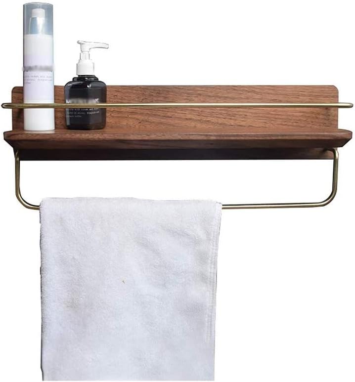 Wooden Wall Shelf, Wall Mounted Towel Rack with Shelf Storage, Great for Bathroom, Spa, Bedroom