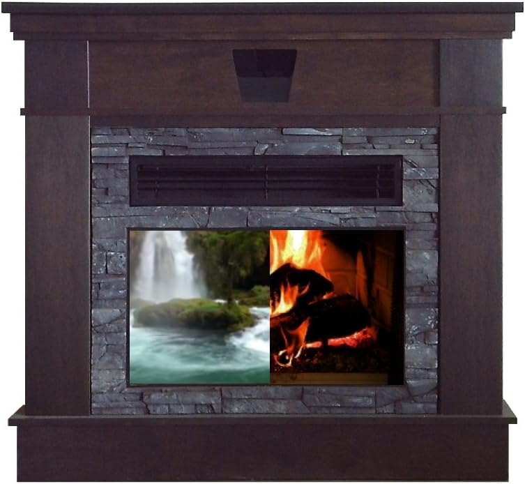 9000 btu 20 SEER Mini Split Inside of a Fireplace Surround (Brown)
