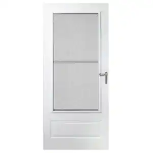 EMCO 300 Series 32 in. x 80 in. White Universal Triple-Track Storm Door with Nickel Hardware