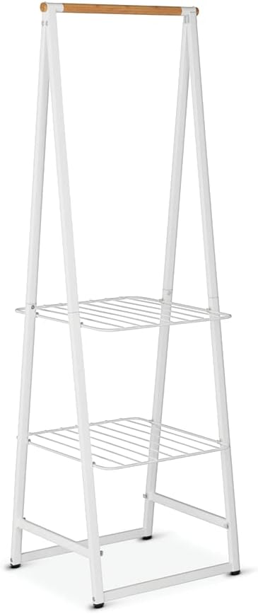 Brabantia - Linn Clothes Rack - Multi-Functional - Space Saver - Adjustable Shelves - Wardrobe Hanging - Drying Rack - Freestanding - Stable - White - Small