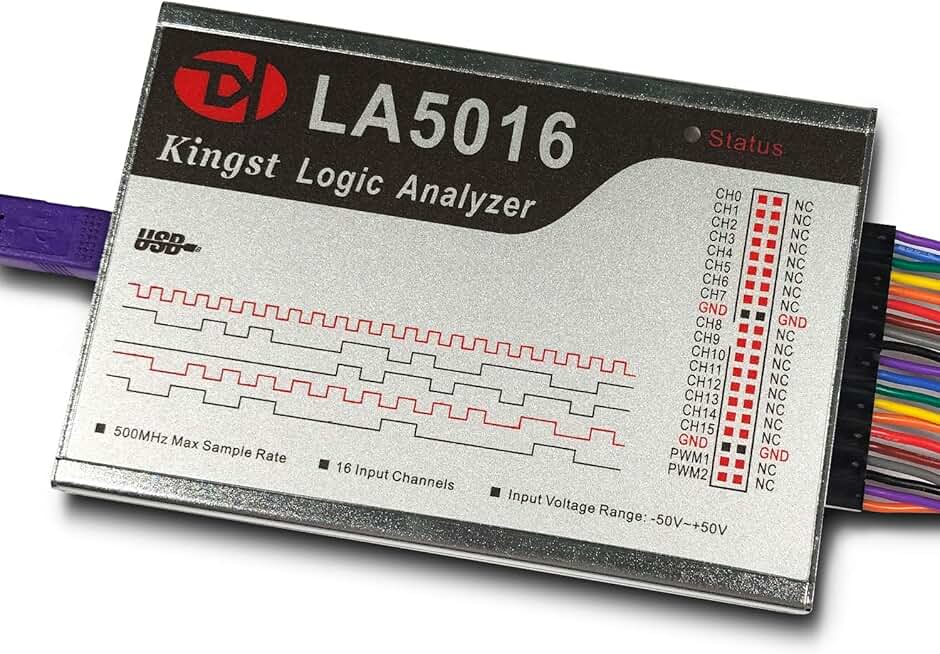 InnoMaker LA5016 USB Logic Analyzer 16Channels 500M Max Sample Rate 10GB Samples MCU/ARM/FPGA Debug Tool English Software Support Windows (32bit/64bit),Mac OS,Linux