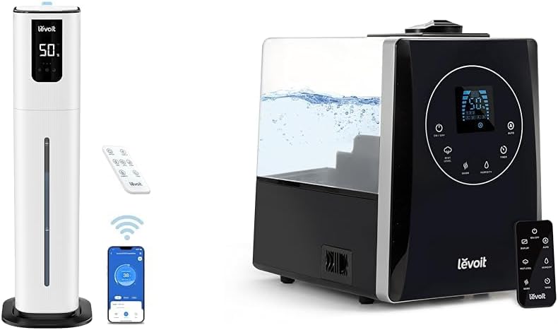 LEVOIT OasisMist 1000S (10L) Smart Humidifier for Home Large Room Bedroom, Last 100 Hours & LV600HH 6L Warm and Cool Mist Ultrasonic Humidifier