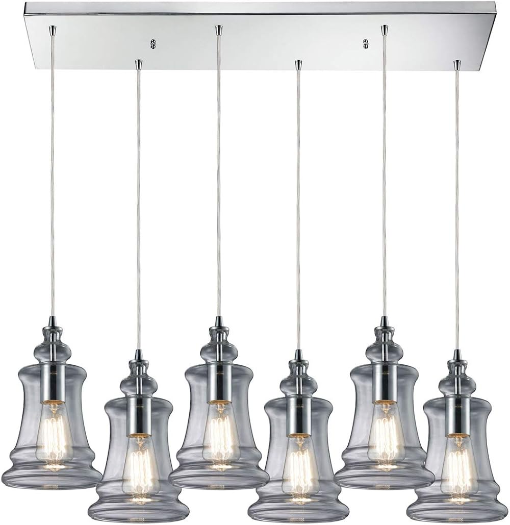 Elk 60052-6RC Six Light Pendant, 30 by 10-Inch, Polished Chrome