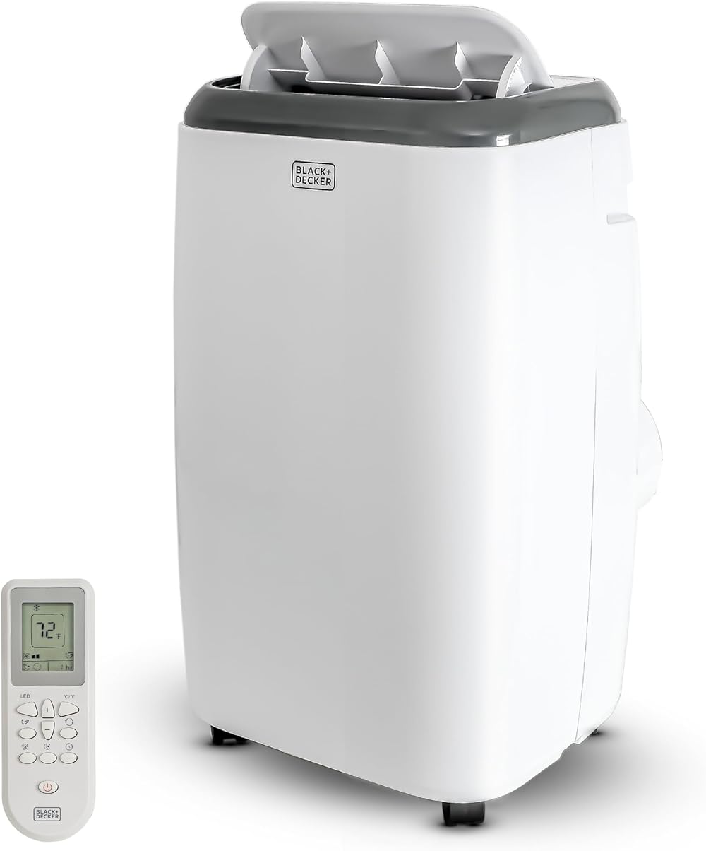 BLACK+DECKER Portable Air Conditioner, 6,000 BTU SACC/CEC (10,000 BTU ASHRAE 128) for Rooms Up To 450 Sq. Ft., Portable AC with Full Function Remote Control & Window Kit, BPT06WTB, White