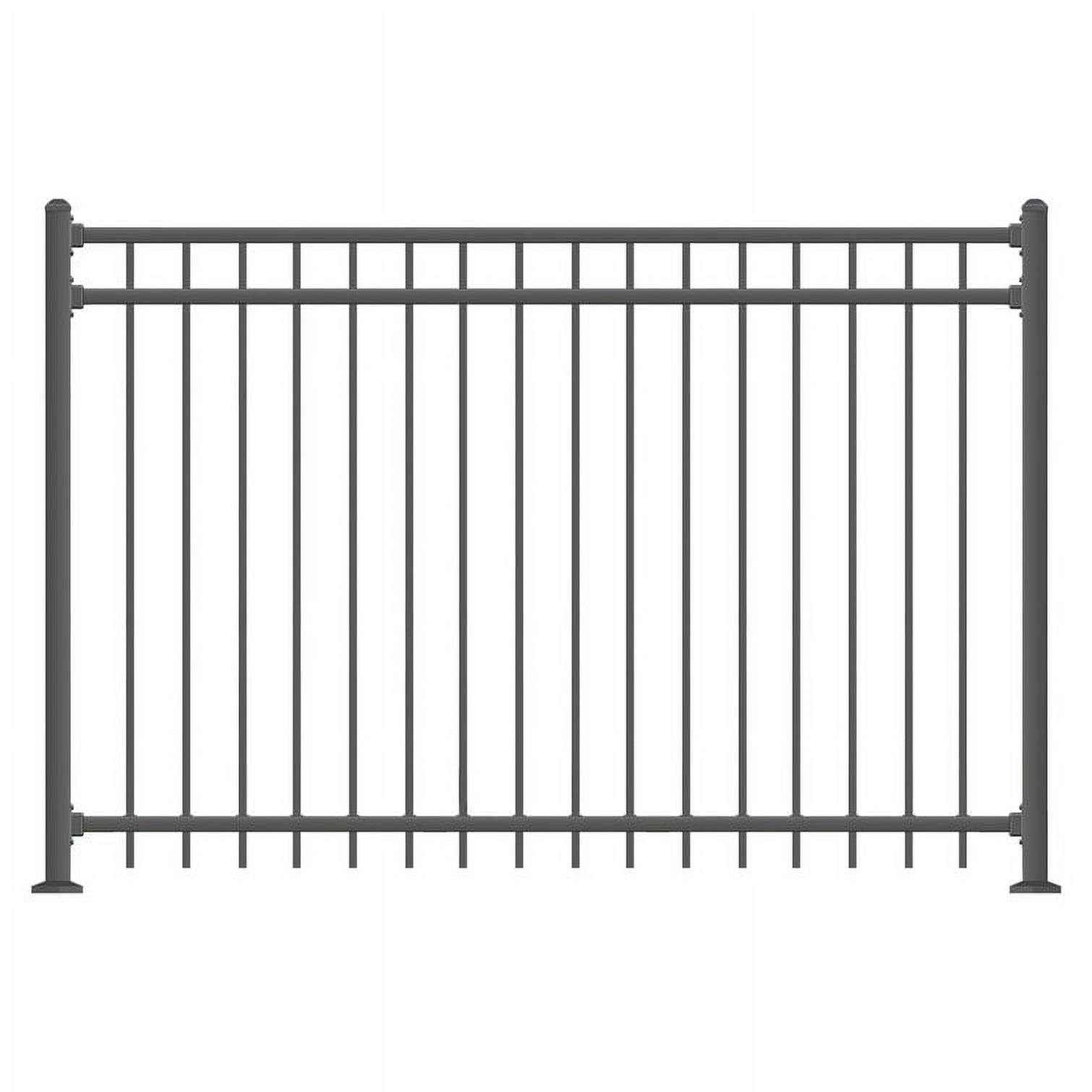 XCEL Fence Cortina Black Steel Anti-Rust Fence Panel - Flat Top - Flat Bottom Pickets - 5'H X 6.5'W - Easy Installation - for Residential, Outdoor, Yard, Garden, 3-Rail, One Post Included