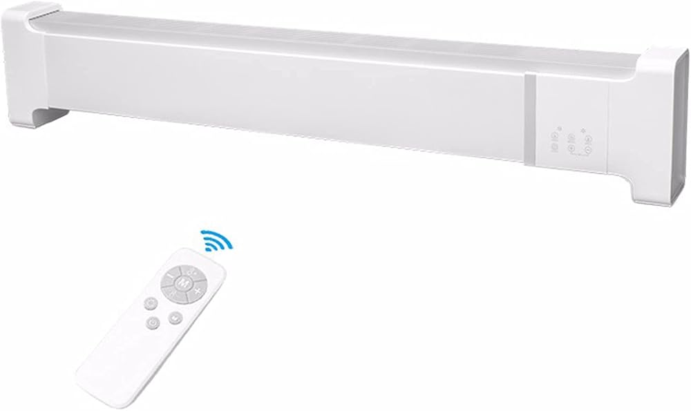 Baseboard Electric Space Heater Fan,Mobile Convector Radiator Heaters with Remote Control, Intelligent Thermostat,Safety Overheating Protection Mute Energy Saving Child Lock Heater- 2200W