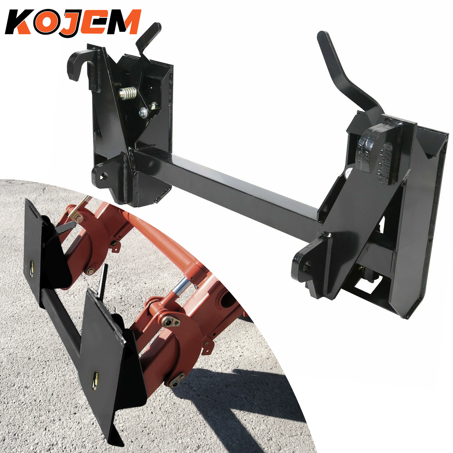 Kojem Quick Tach Adapter, Skid Steer Tach Conversion Adapter, Bucket Latch Universal Style, Fit for John Deere Bobtach Tracto, 3500 lbs