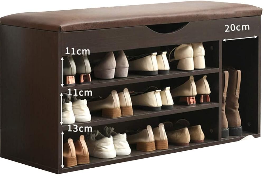 Shoe Storage Bench Entryway Hallway Furniture, Storage Benches Shoe Rack Bench Seat Boot Bench Living Room Bedroom Storage Bench White Shoes and Boots Storage Stool(Coffee)