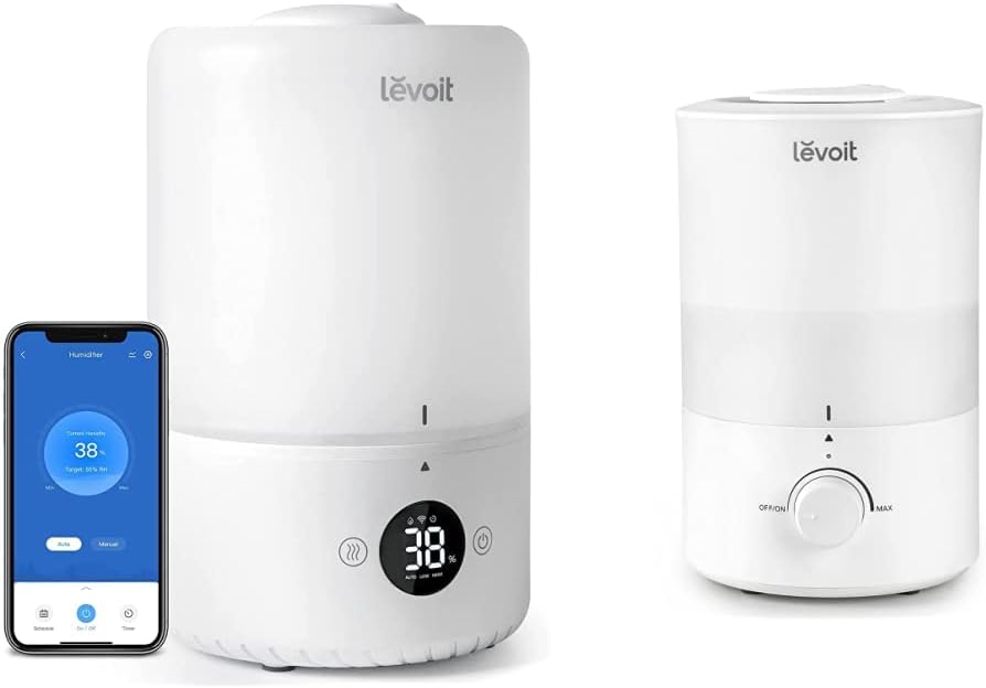 LEVOIT Humidifiers for Bedroom Large Room, 3L Cool Mist Top Fill Oil Diffuser & LEVOIT Smart Cool Mist Humidifiers for Bedroom, Top Fill Essential Oil Diffuser with Sensor