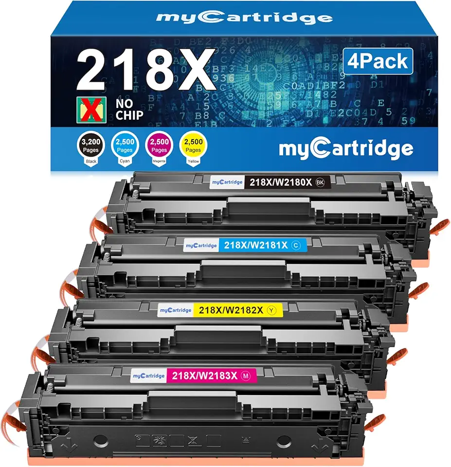 218X Toner Cartridges 4 Pack High Yield (No Chip) Compatible Replacement for HP 218X 218A for Color Laserjet Pro 3201dw MFP 3301fdw 3301cdw 3301sdw Printer Ink W2180X W2180A (BCMY, 4-Pack)