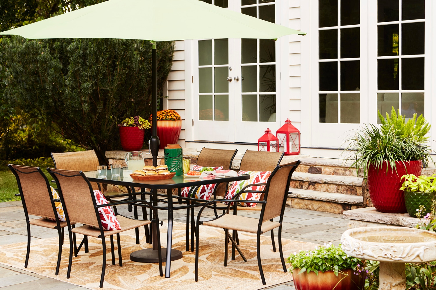 Style Selections Pelham Bay Rectangle Outdoor Dining Table 38-in W x 60-in L with Umbrella Hole