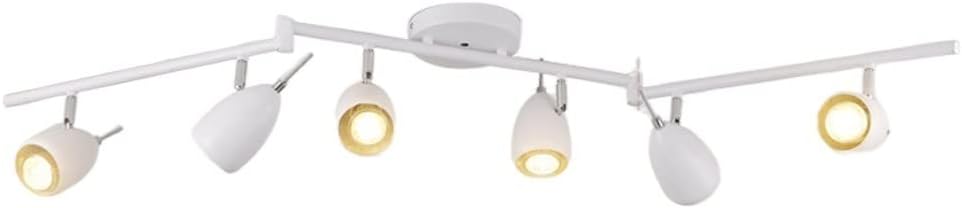 6-Lights Adjustable LED Track Lighting Kit, Flexible Foldable Arms, Kitchen, Bed Room Lighting Fixture, Adjustable Angle E27 Socket Bulbs Not Included Fittings (Color : White)