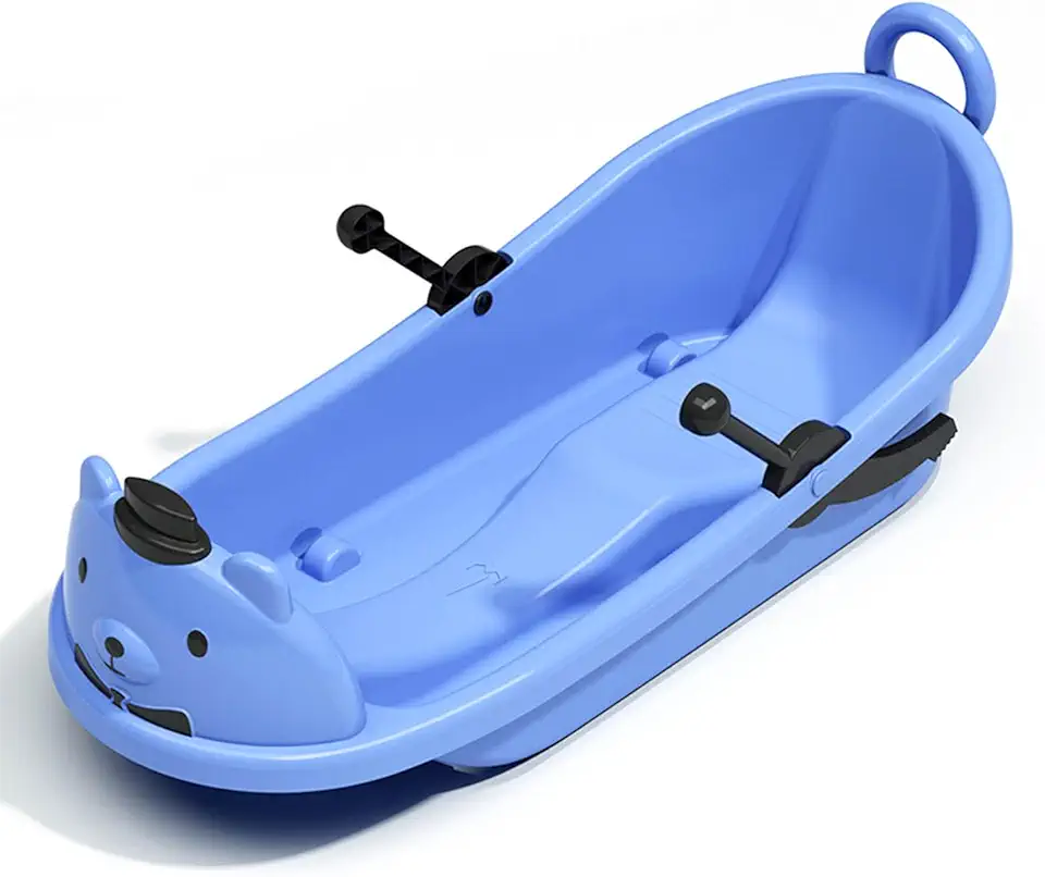 43 Inch Durable Downhill Toboggan Snow Sled for Boys Girls Adults with Built-in Handles and Pulling Rope for All Winter Conditions Outdoor Winter Sledding Gift