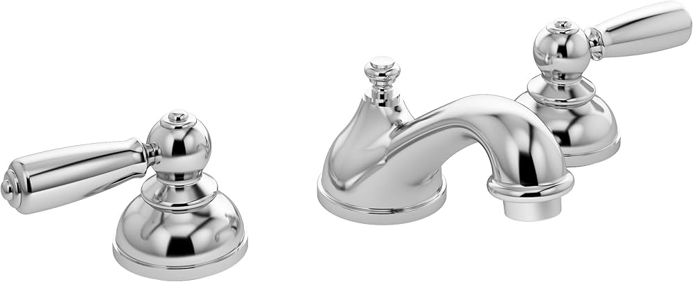 Symmons Allura 8 Inch Widespread Two-Handle Low-Flow Bathroom Faucet with Push Pop Drain Assembly in Polished Chrome SLW4712PP
