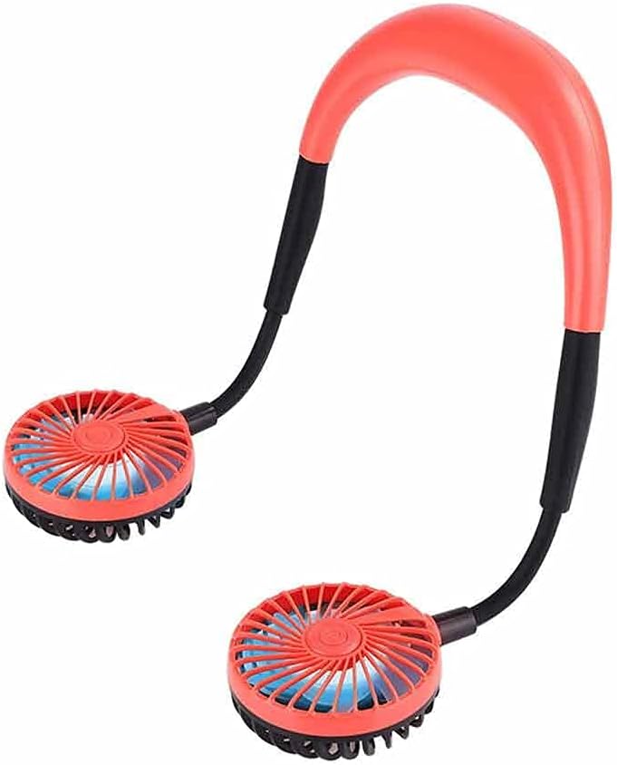 Portable Hanging Neck Folding Fan USB Rechargeable Fan 3 Speed Summer Handheld Desktop Cooling Fan with Colorful Night Light (Color : C) (Color : A)